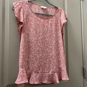 LOFT-Rose-Pink Flutter Sleeve Blouse